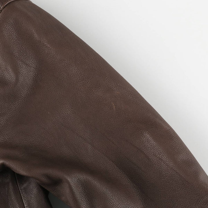 consensus Swing Top Type Padded Leather Blouson Men's XL genuine leather brown type Vintage Second Hand