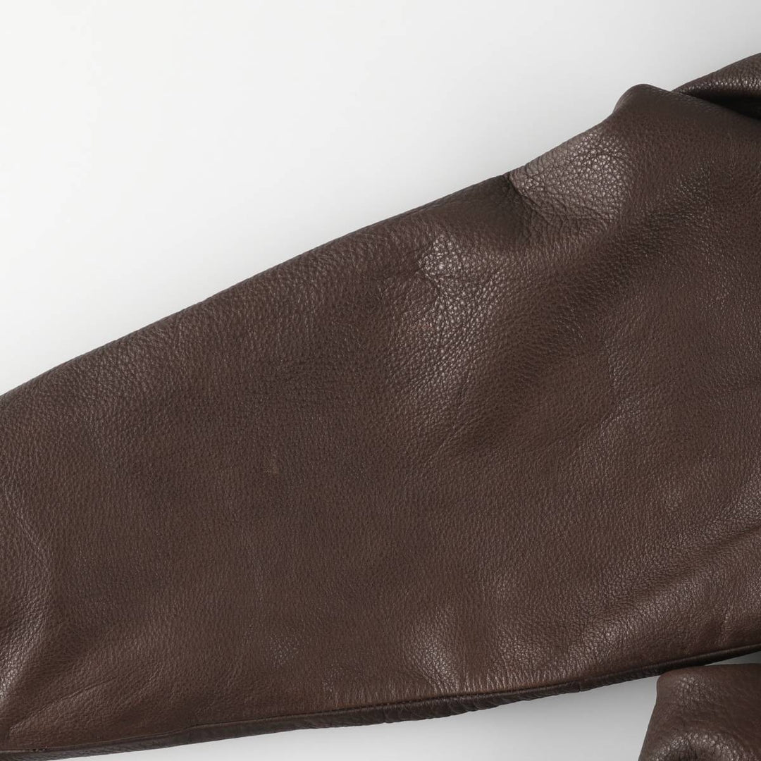 consensus Swing Top Type Padded Leather Blouson Men's XL genuine leather brown type Vintage Second Hand