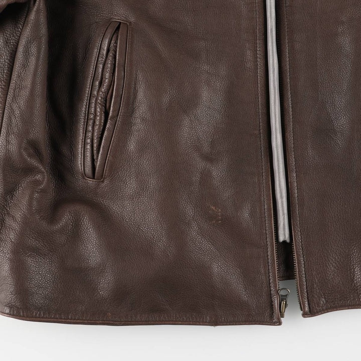 consensus Swing Top Type Padded Leather Blouson Men's XL genuine leather brown type Vintage Second Hand