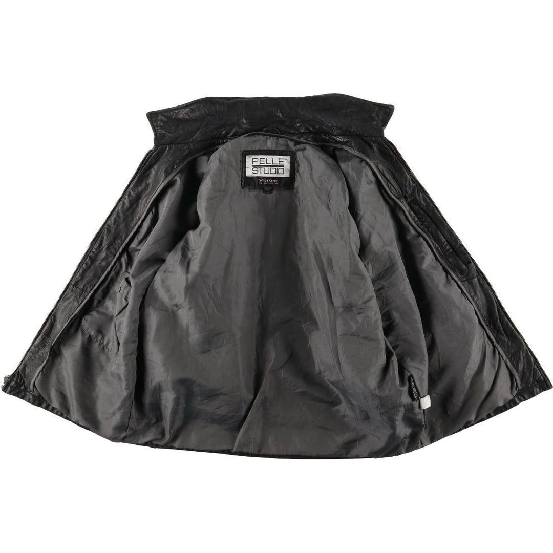 Wilsons Leather Pelle Studio Padded Swing-Top Leather Blouson, Men's Size L genuine leather black type Vintage Second Hand