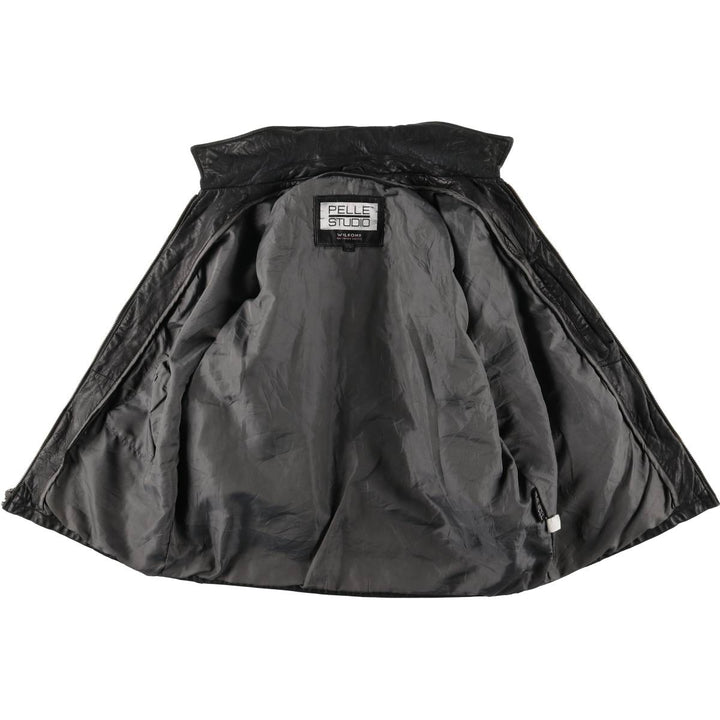 Wilsons Leather Pelle Studio Padded Swing-Top Leather Blouson, Men's Size L genuine leather black type Vintage Second Hand
