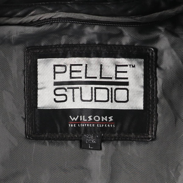 Wilsons Leather Pelle Studio Padded Swing-Top Leather Blouson, Men's Size L genuine leather black type Vintage Second Hand