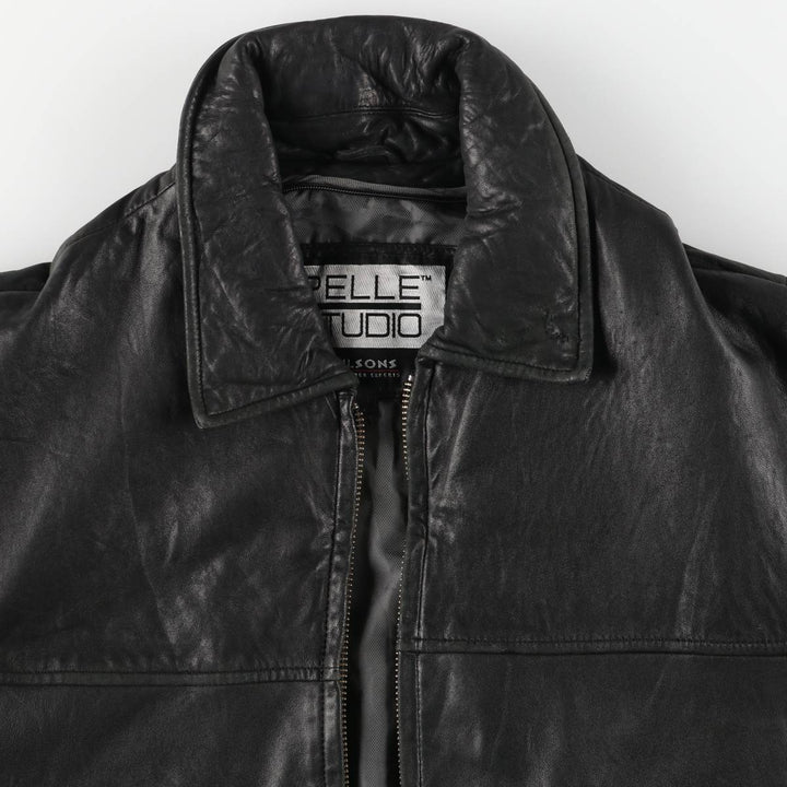 Wilsons Leather Pelle Studio Padded Swing-Top Leather Blouson, Men's Size L genuine leather black type Vintage Second Hand