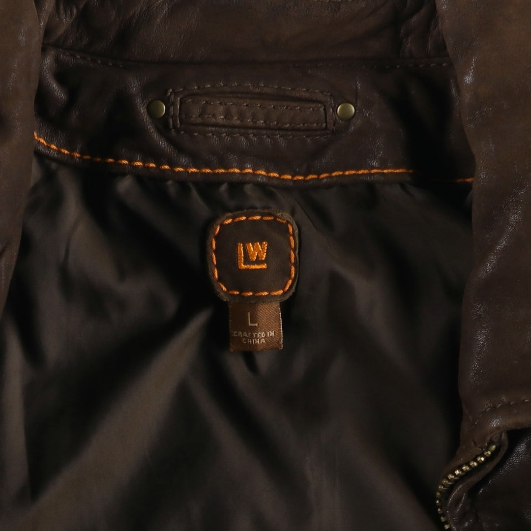 LW Swing Top Leather Blouson Men's Size L genuine leather brown type Vintage Second Hand