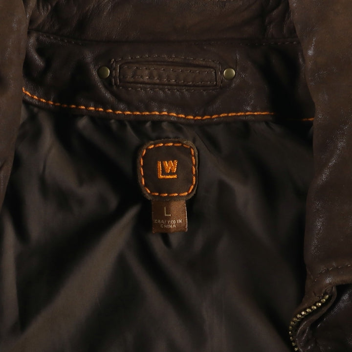 LW Swing Top Leather Blouson Men's Size L genuine leather brown type Vintage Second Hand