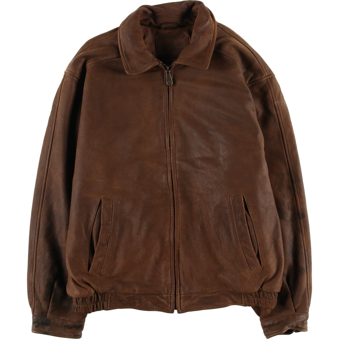 Craft and Barrow Padded Swing-Top Leather Blouson, Men's Size M genuine leather brown type Vintage Second Hand