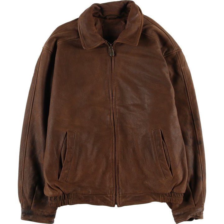 Craft and Barrow Padded Swing-Top Leather Blouson, Men's Size M genuine leather brown type Vintage Second Hand