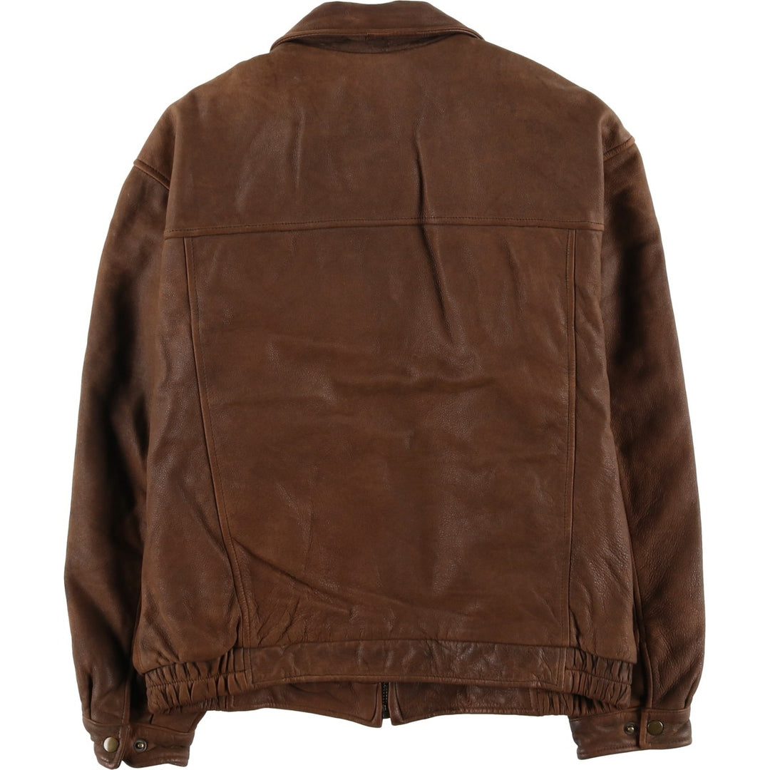Craft and Barrow Padded Swing-Top Leather Blouson, Men's Size M genuine leather brown type Vintage Second Hand