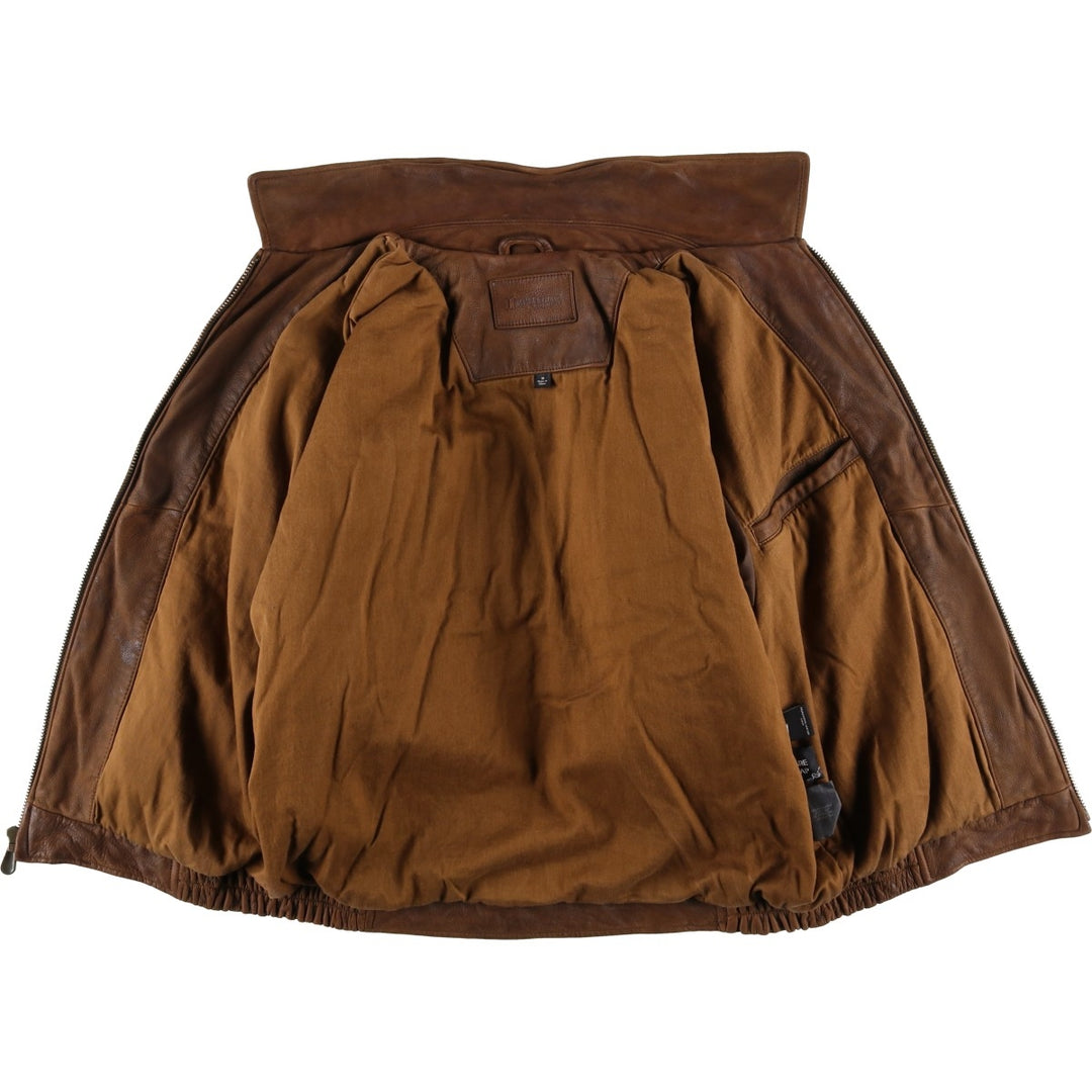 Craft and Barrow Padded Swing-Top Leather Blouson, Men's Size M genuine leather brown type Vintage Second Hand