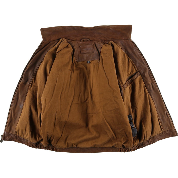 Craft and Barrow Padded Swing-Top Leather Blouson, Men's Size M genuine leather brown type Vintage Second Hand