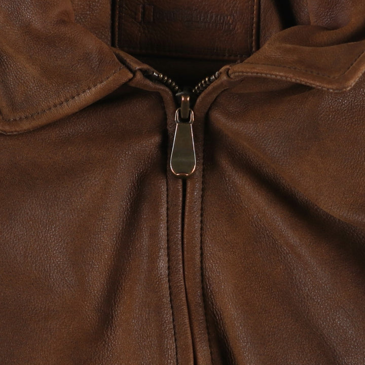 Craft and Barrow Padded Swing-Top Leather Blouson, Men's Size M genuine leather brown type Vintage Second Hand