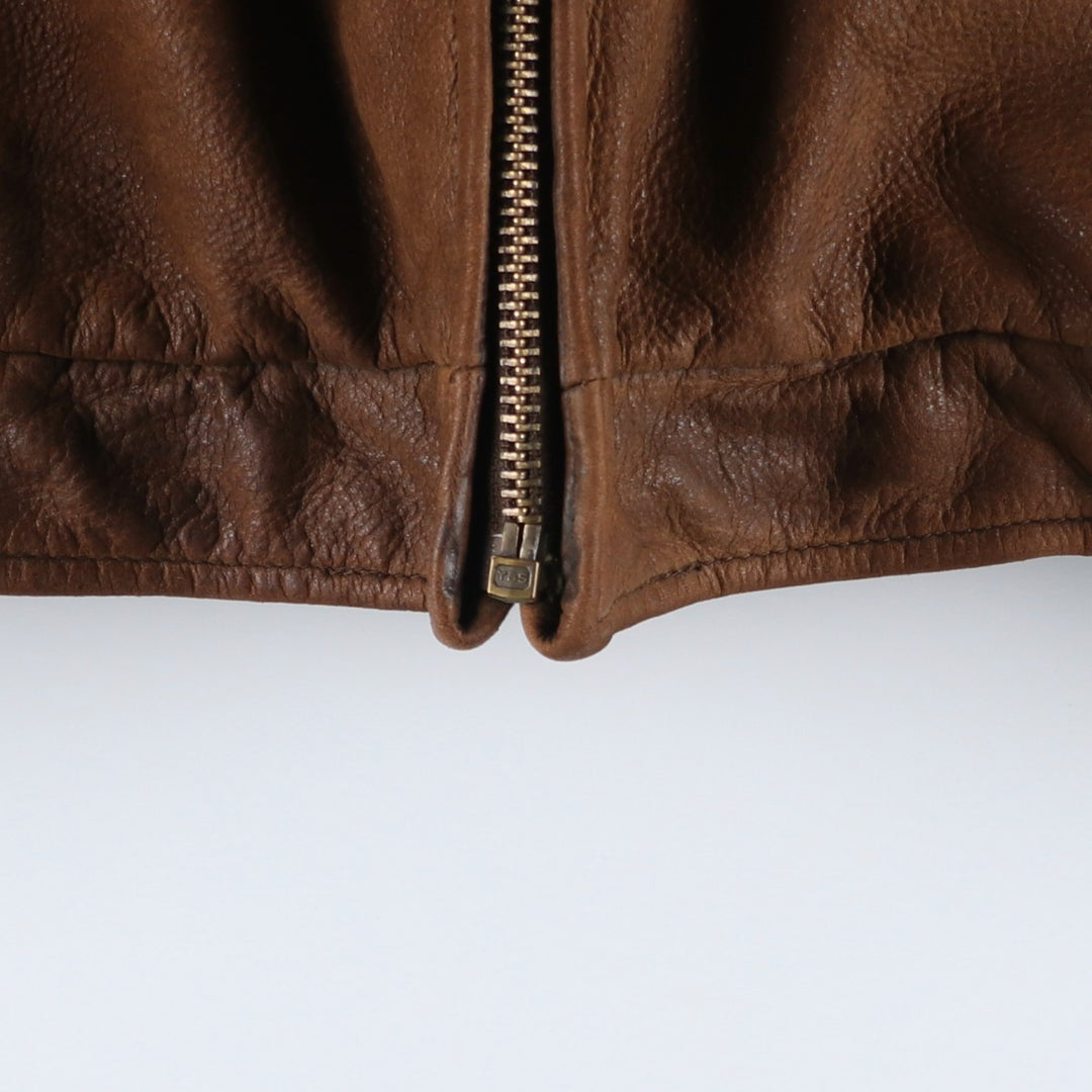 Craft and Barrow Padded Swing-Top Leather Blouson, Men's Size M genuine leather brown type Vintage Second Hand