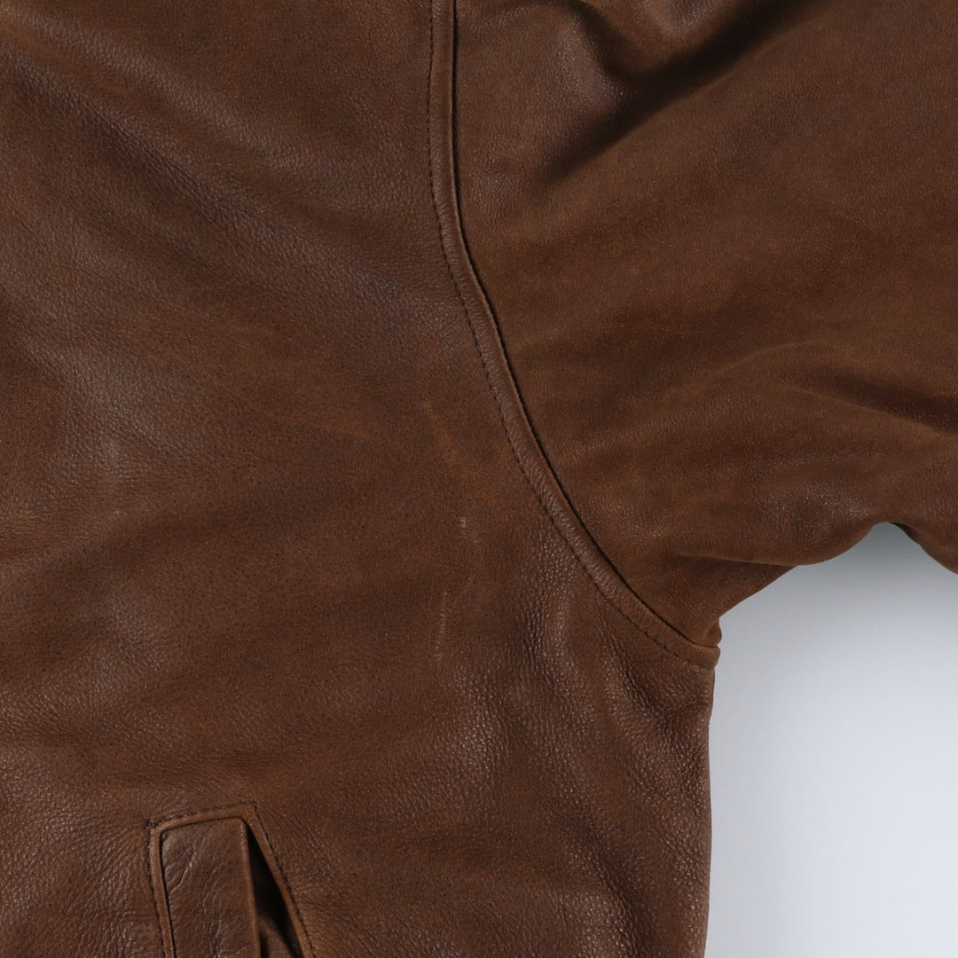 Craft and Barrow Padded Swing-Top Leather Blouson, Men's Size M genuine leather brown type Vintage Second Hand