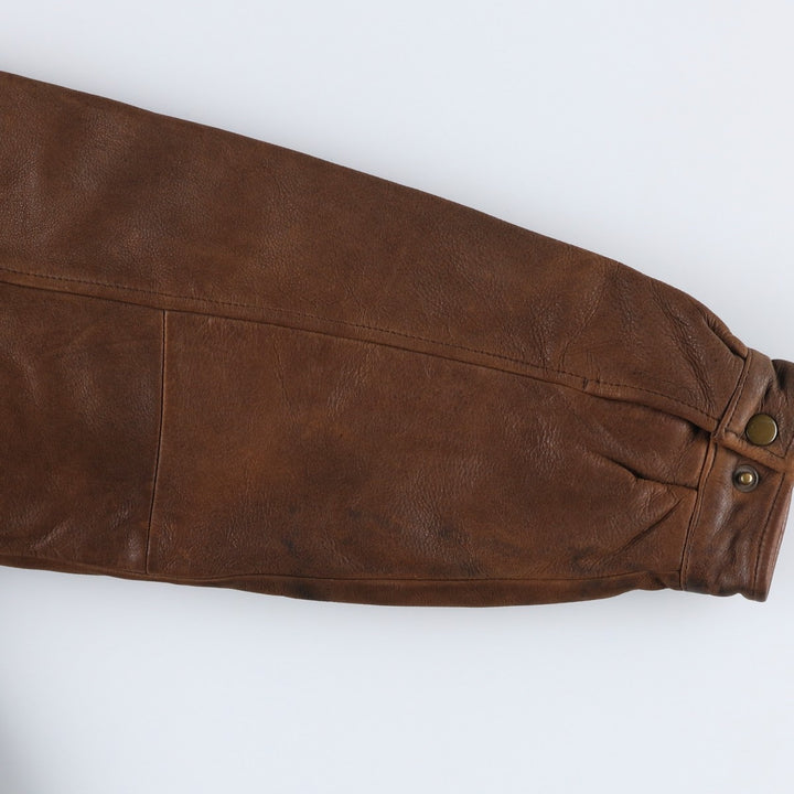 Craft and Barrow Padded Swing-Top Leather Blouson, Men's Size M genuine leather brown type Vintage Second Hand