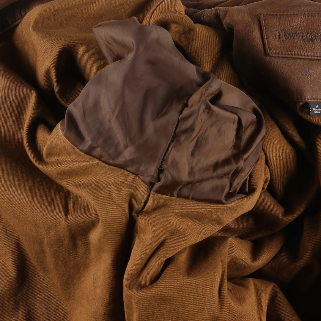 Craft and Barrow Padded Swing-Top Leather Blouson, Men's Size M genuine leather brown type Vintage Second Hand