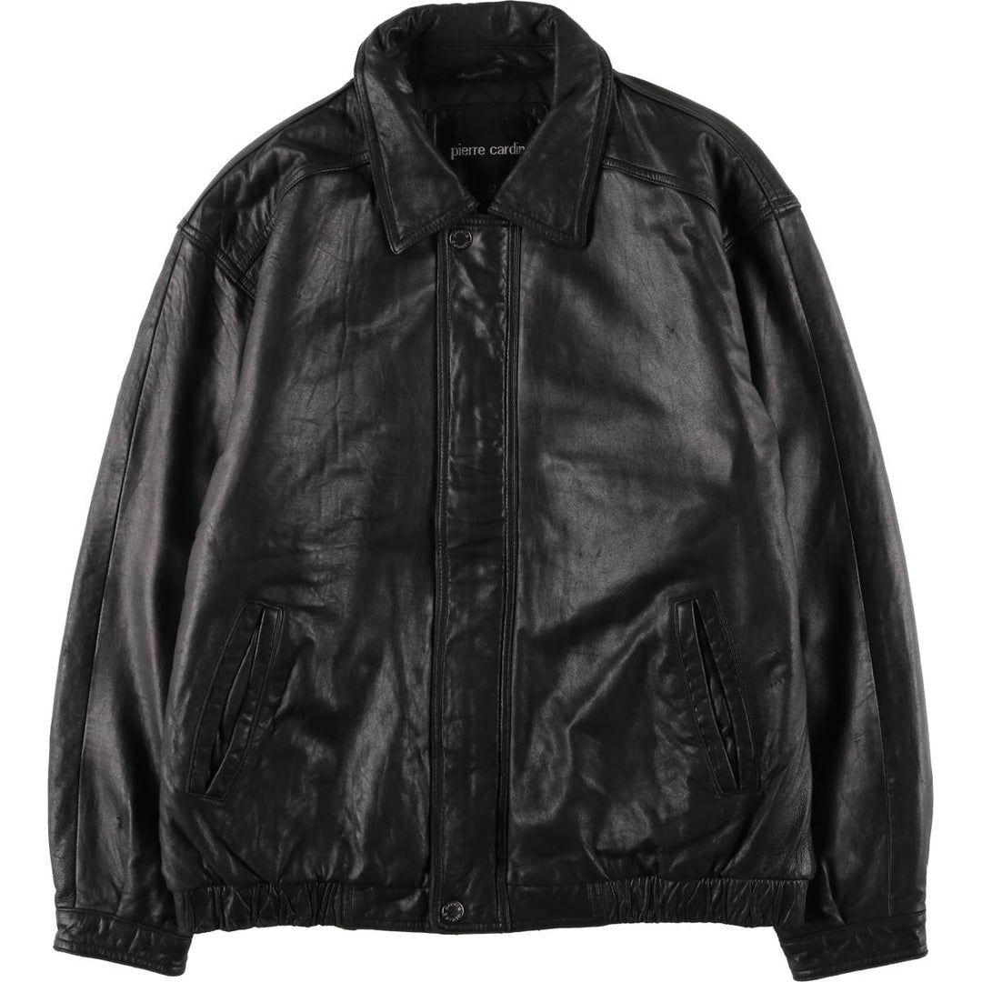 Pierre Cardin padded leather flight jacket, men's size XL Faux leather black type Vintage Second Hand