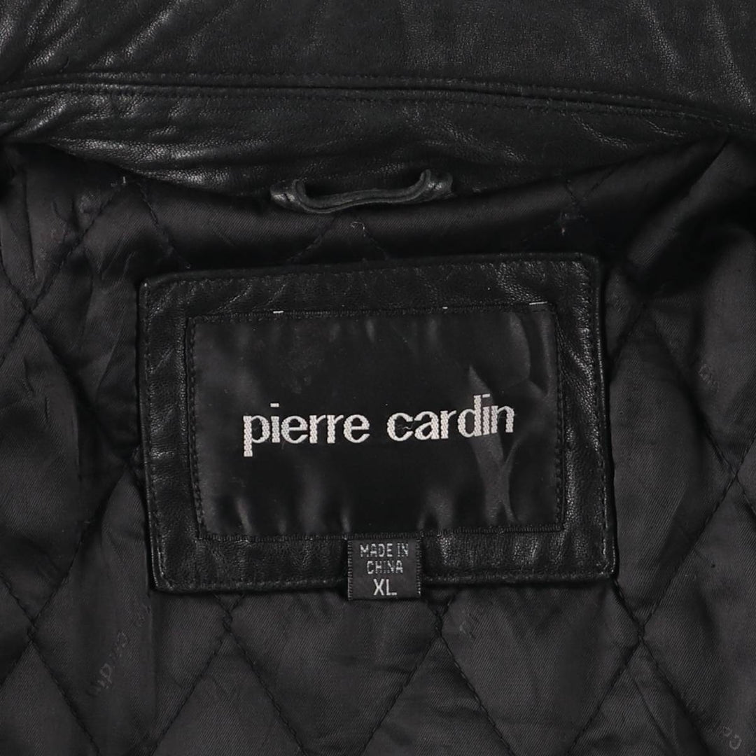 Pierre Cardin padded leather flight jacket, men's size XL Faux leather black type Vintage Second Hand