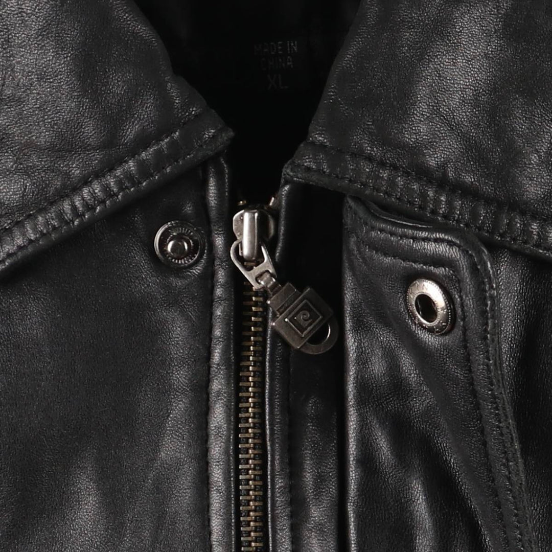 Pierre Cardin padded leather flight jacket, men's size XL Faux leather black type Vintage Second Hand