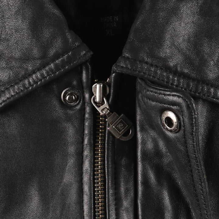 Pierre Cardin padded leather flight jacket, men's size XL Faux leather black type Vintage Second Hand