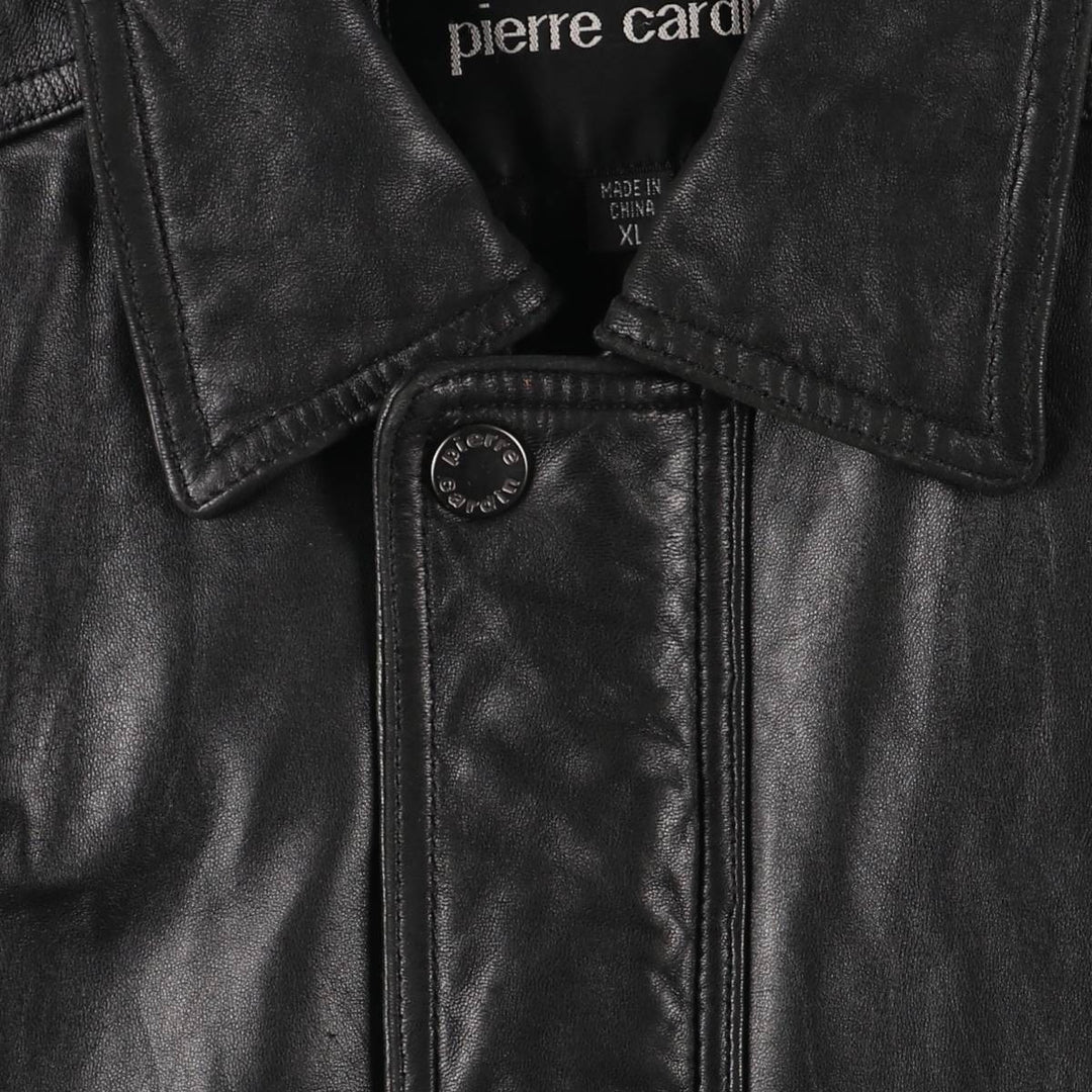 Pierre Cardin padded leather flight jacket, men's size XL Faux leather black type Vintage Second Hand