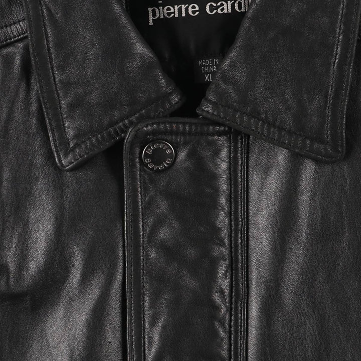 Pierre Cardin padded leather flight jacket, men's size XL Faux leather black type Vintage Second Hand