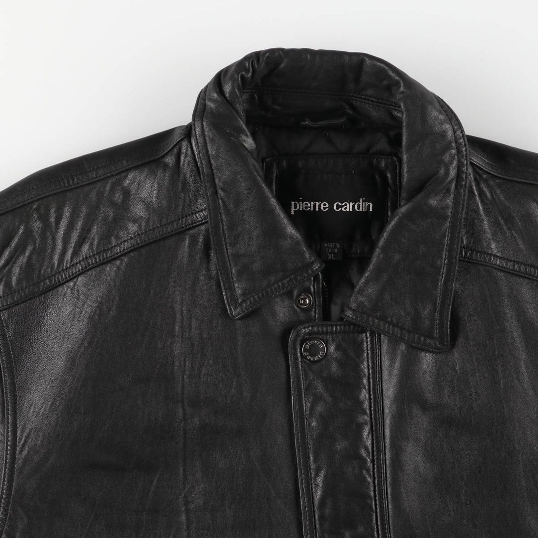 Pierre Cardin padded leather flight jacket, men's size XL Faux leather black type Vintage Second Hand