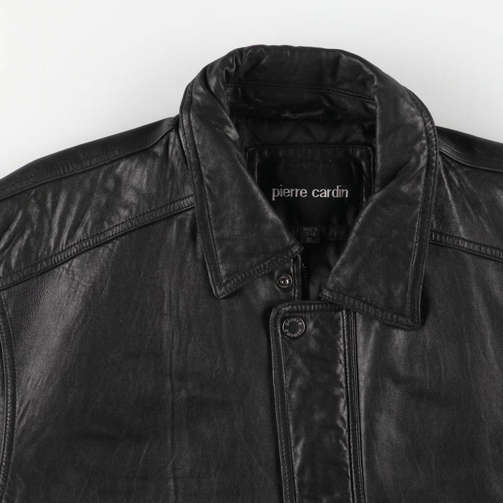 Pierre Cardin padded leather flight jacket, men's size XL Faux leather black type Vintage Second Hand