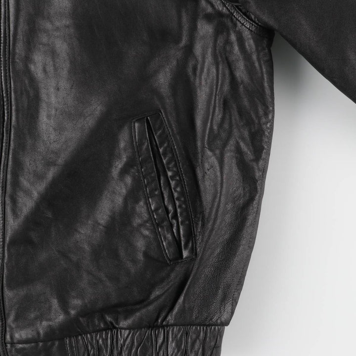 Pierre Cardin padded leather flight jacket, men's size XL Faux leather black type Vintage Second Hand