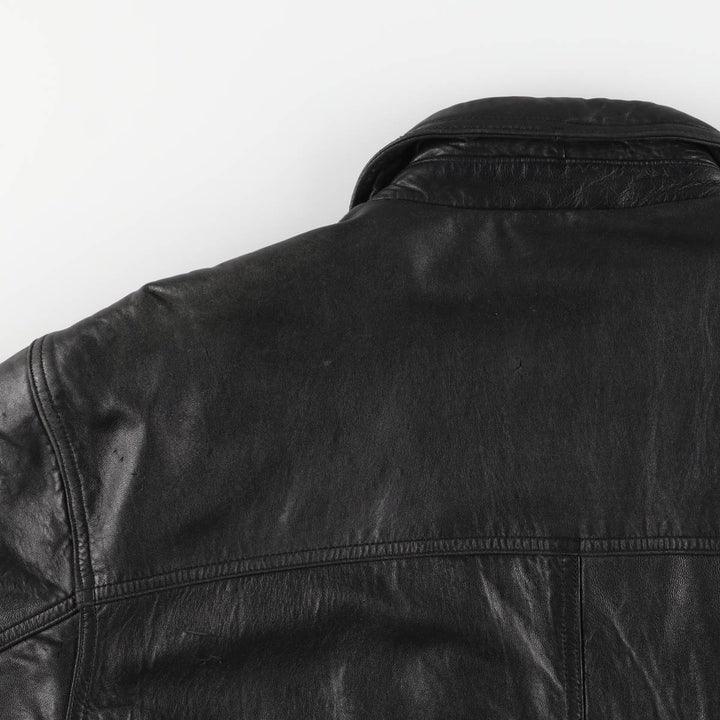 Pierre Cardin padded leather flight jacket, men's size XL Faux leather black type Vintage Second Hand
