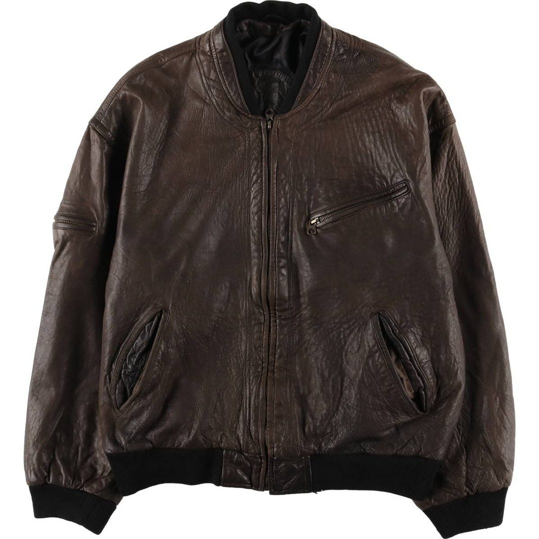 Leather blouson, men's size XL unclear brown type Vintage Second Hand
