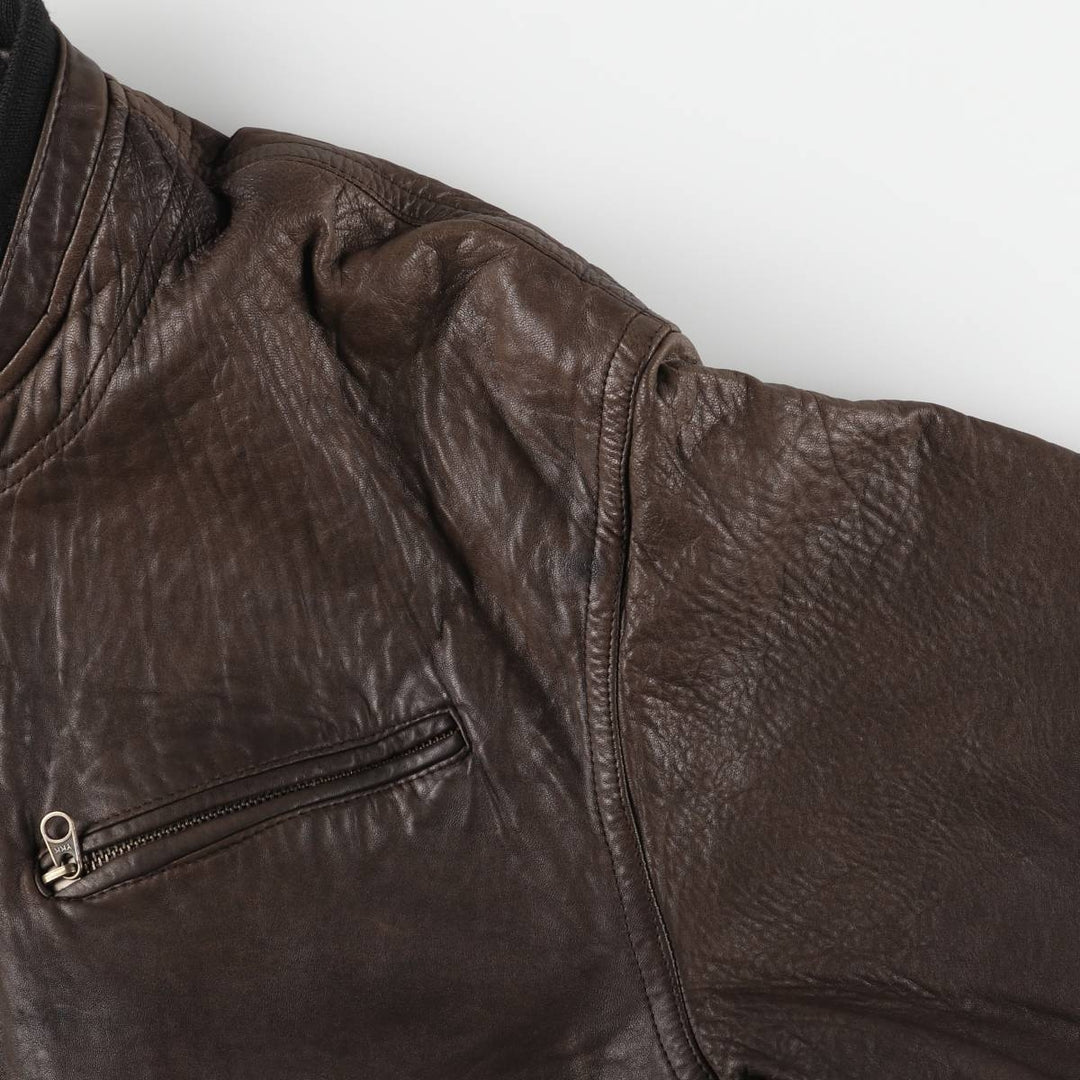 Leather blouson, men's size XL unclear brown type Vintage Second Hand