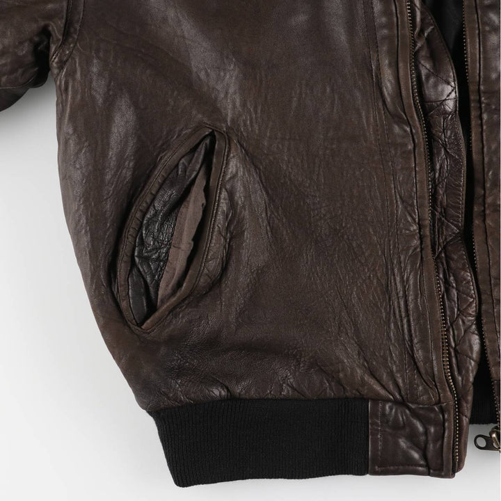 Leather blouson, men's size XL unclear brown type Vintage Second Hand