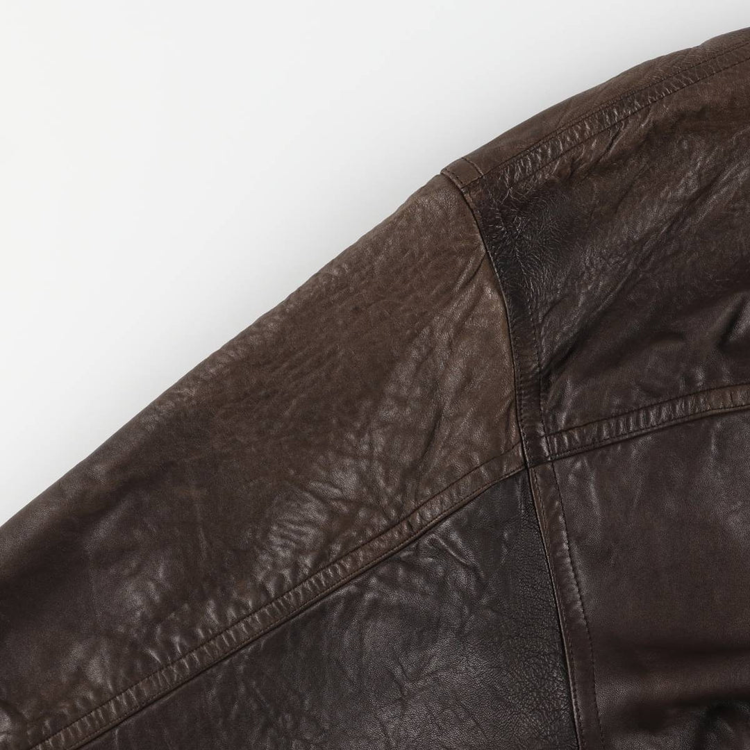 Leather blouson, men's size XL unclear brown type Vintage Second Hand