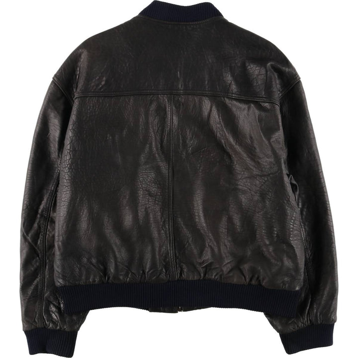 TRAPPER padded leather jacket, men's size XL genuine leather black type Vintage Second Hand