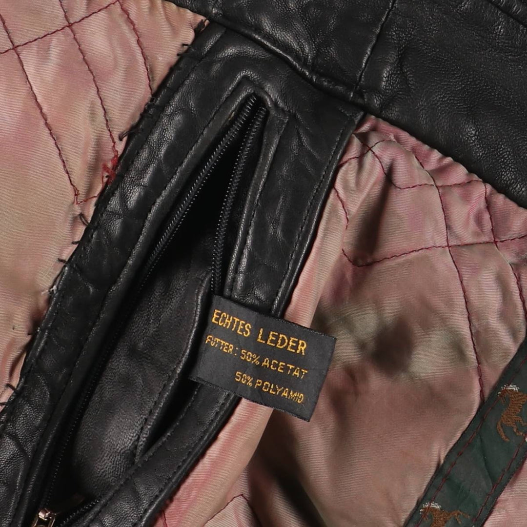 TRAPPER padded leather jacket, men's size XL genuine leather black type Vintage Second Hand