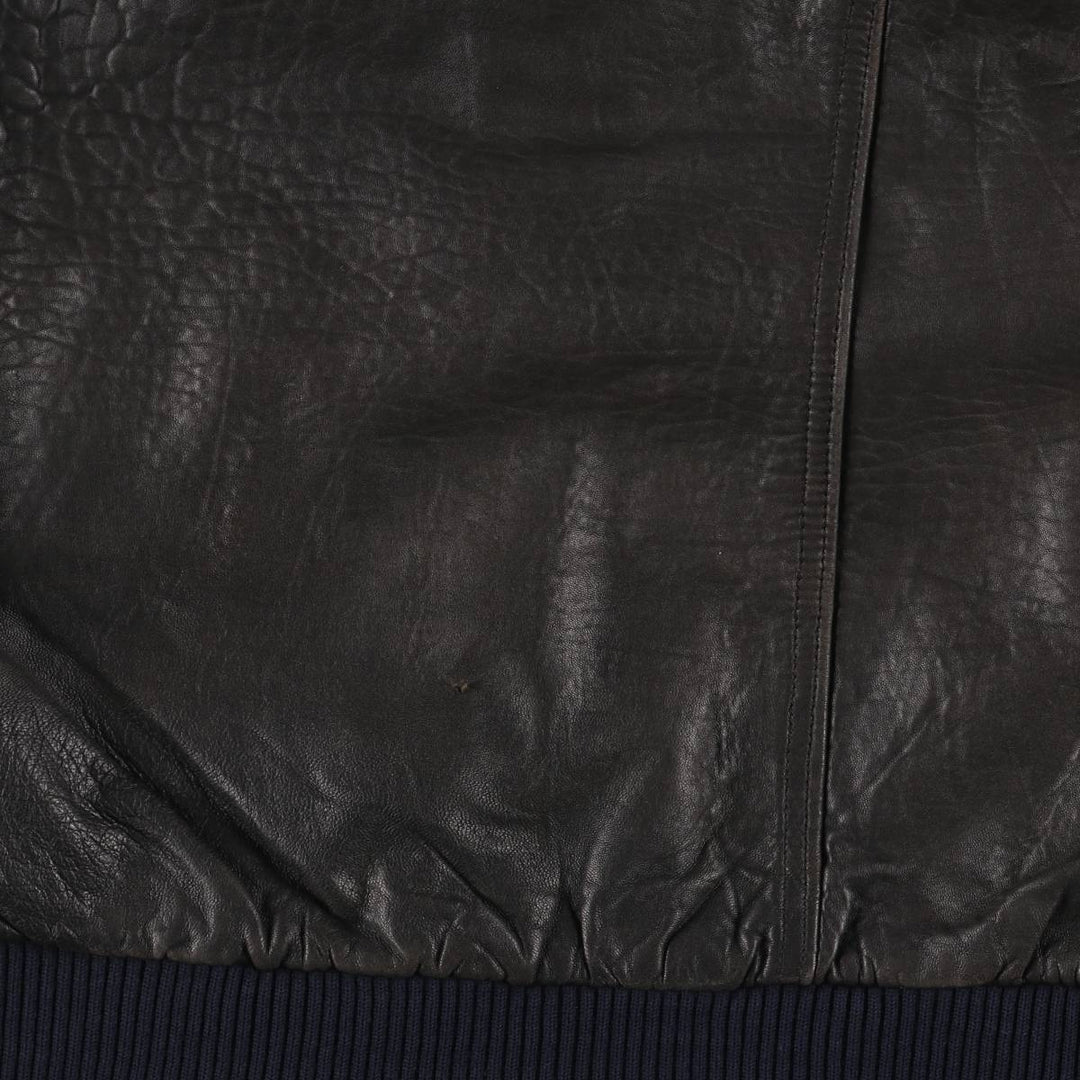 TRAPPER padded leather jacket, men's size XL genuine leather black type Vintage Second Hand