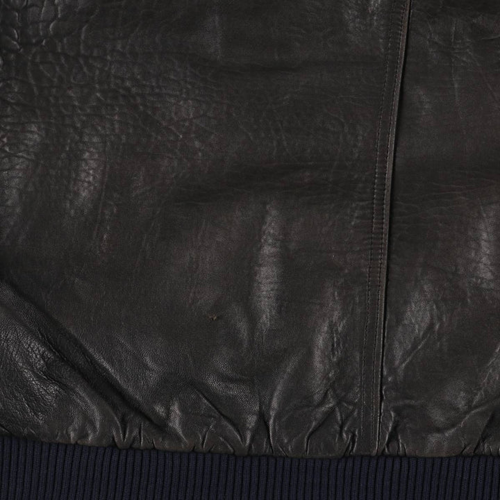 TRAPPER padded leather jacket, men's size XL genuine leather black type Vintage Second Hand