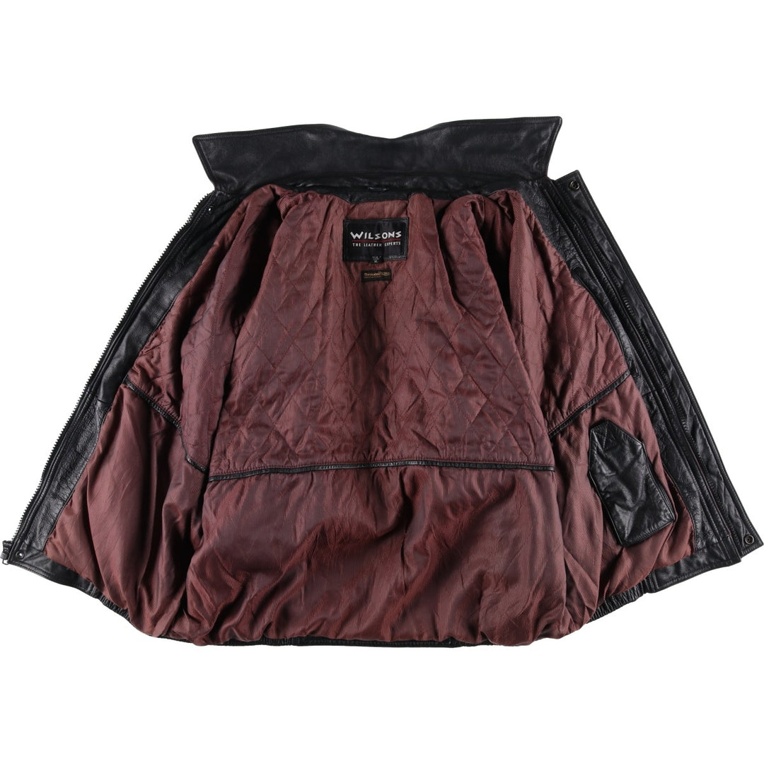 90'S Wilsons Leather Padded Leather Jacket, Men's XL, Vintage genuine leather black type Vintage Second Hand