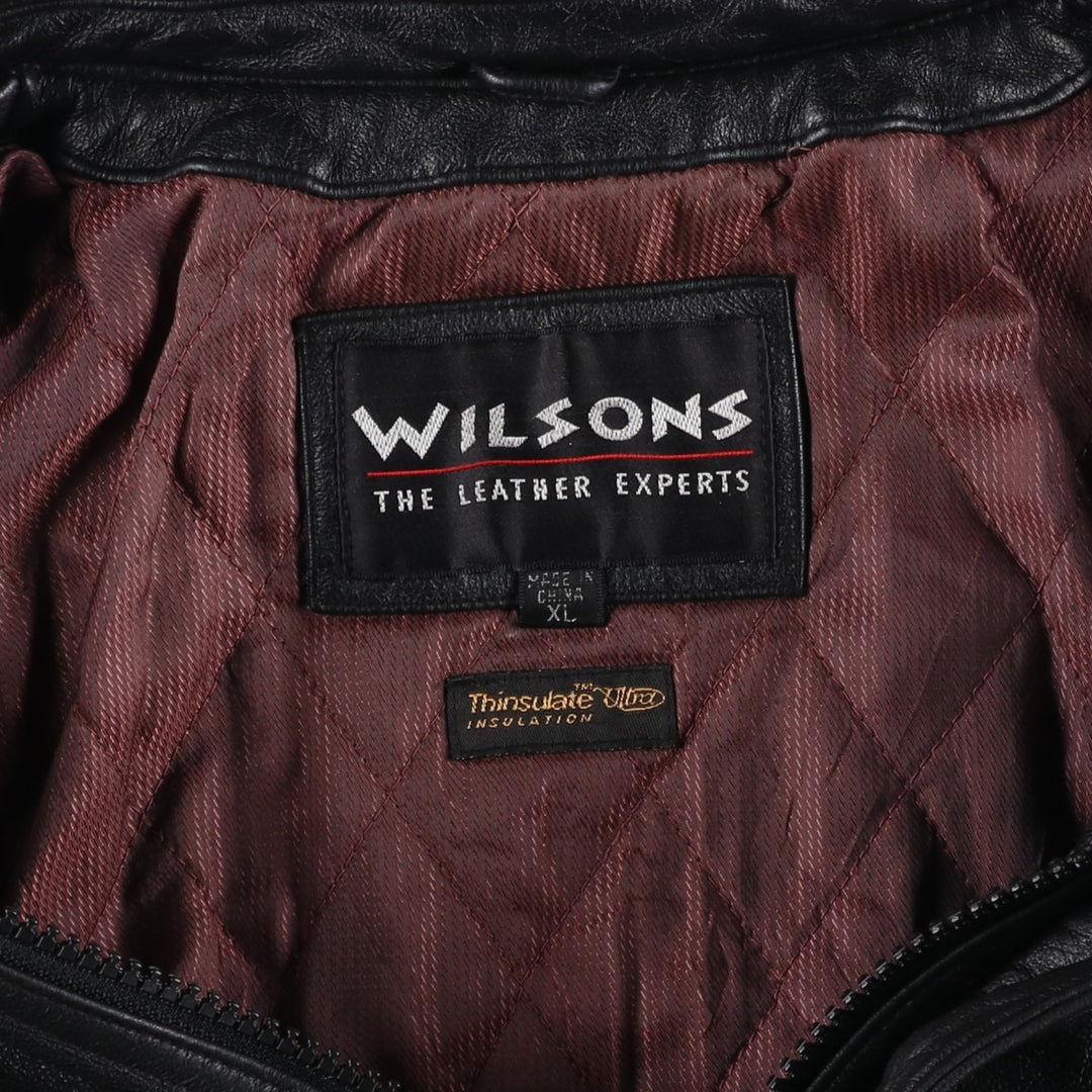 90'S Wilsons Leather Padded Leather Jacket, Men's XL, Vintage genuine leather black type Vintage Second Hand