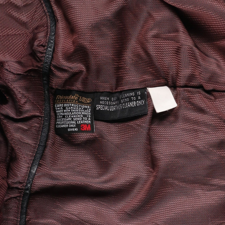 90'S Wilsons Leather Padded Leather Jacket, Men's XL, Vintage genuine leather black type Vintage Second Hand