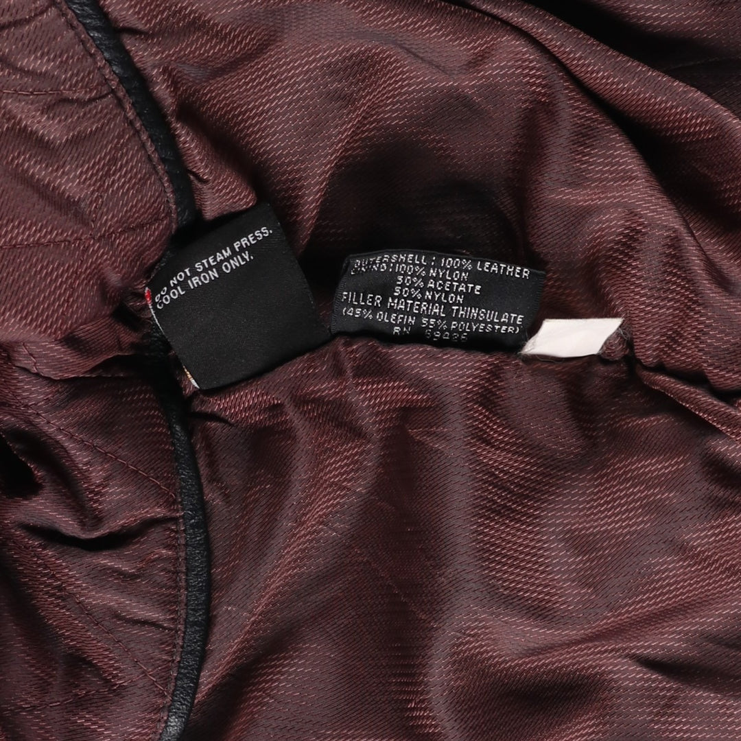 90'S Wilsons Leather Padded Leather Jacket, Men's XL, Vintage genuine leather black type Vintage Second Hand