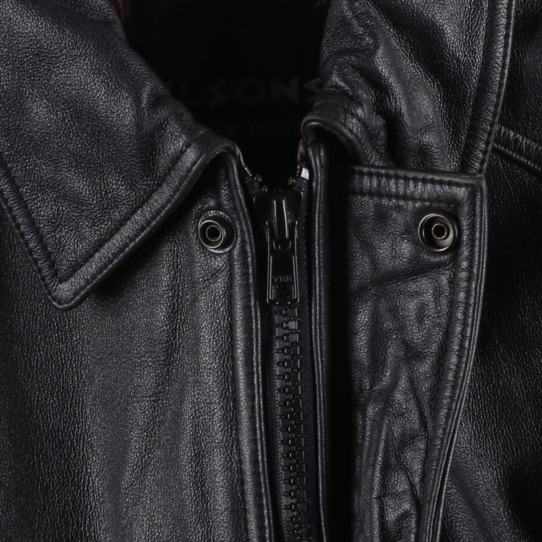 90'S Wilsons Leather Padded Leather Jacket, Men's XL, Vintage genuine leather black type Vintage Second Hand
