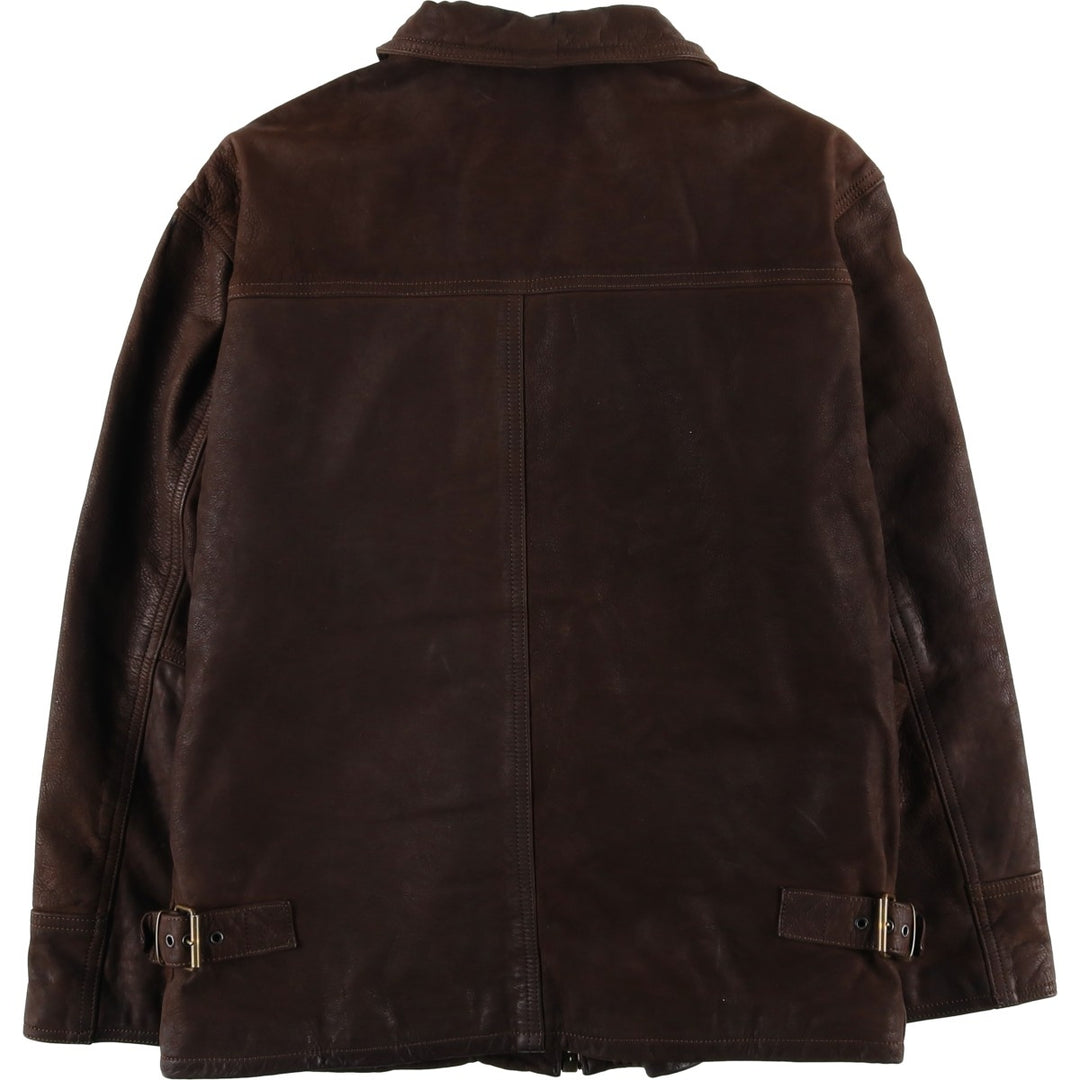 Antica Pelleria Padded Leather Blouson, Made in Italy, Men's Size L genuine leather brown type Vintage Second Hand