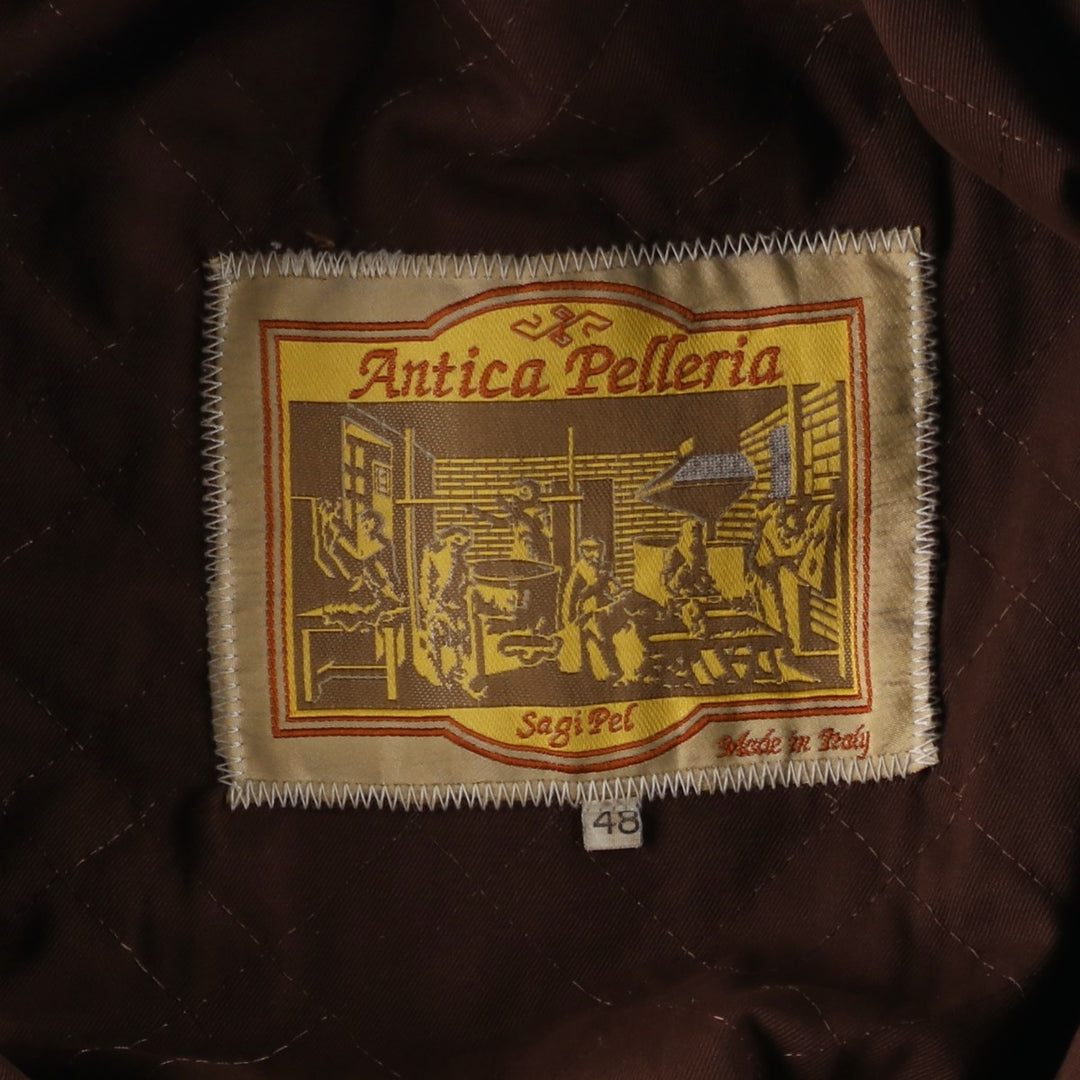 Antica Pelleria Padded Leather Blouson, Made in Italy, Men's Size L genuine leather brown type Vintage Second Hand