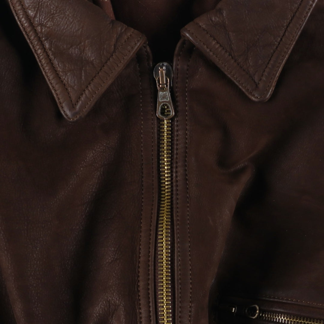 Antica Pelleria Padded Leather Blouson, Made in Italy, Men's Size L genuine leather brown type Vintage Second Hand
