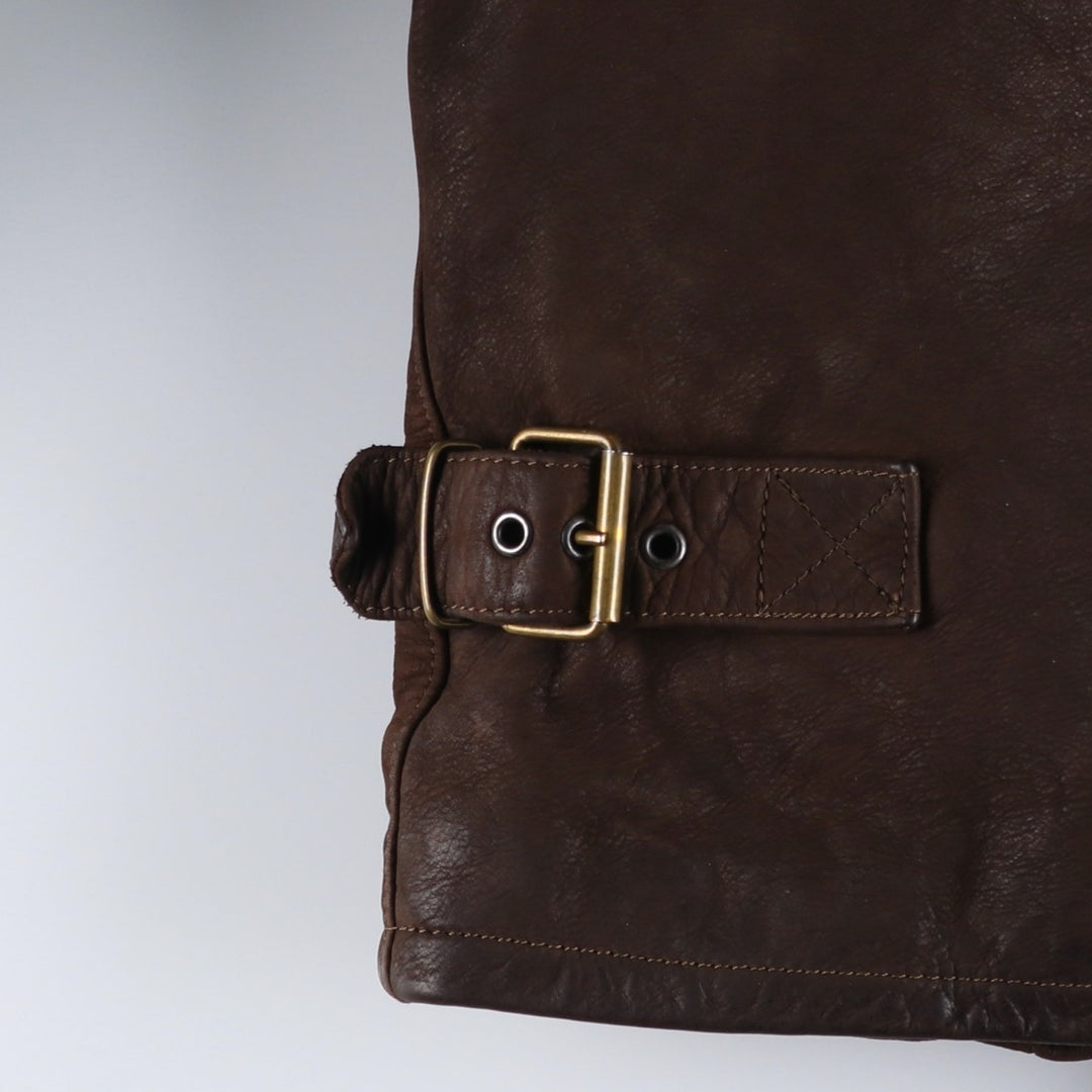 Antica Pelleria Padded Leather Blouson, Made in Italy, Men's Size L genuine leather brown type Vintage Second Hand