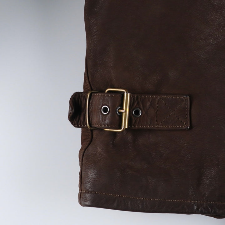 Antica Pelleria Padded Leather Blouson, Made in Italy, Men's Size L genuine leather brown type Vintage Second Hand