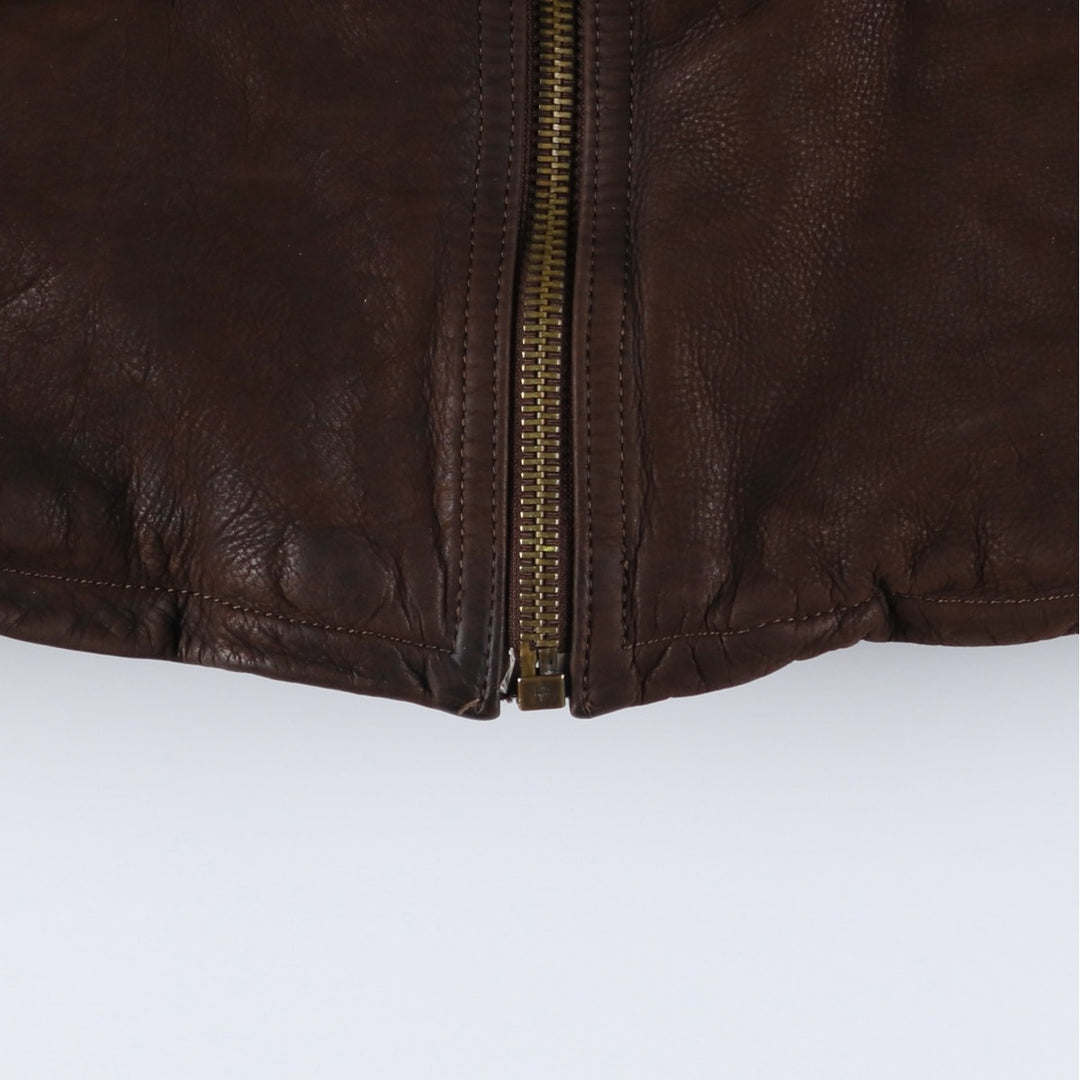 Antica Pelleria Padded Leather Blouson, Made in Italy, Men's Size L genuine leather brown type Vintage Second Hand