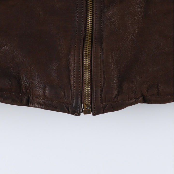 Antica Pelleria Padded Leather Blouson, Made in Italy, Men's Size L genuine leather brown type Vintage Second Hand