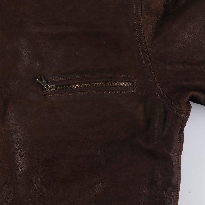 Antica Pelleria Padded Leather Blouson, Made in Italy, Men's Size L genuine leather brown type Vintage Second Hand